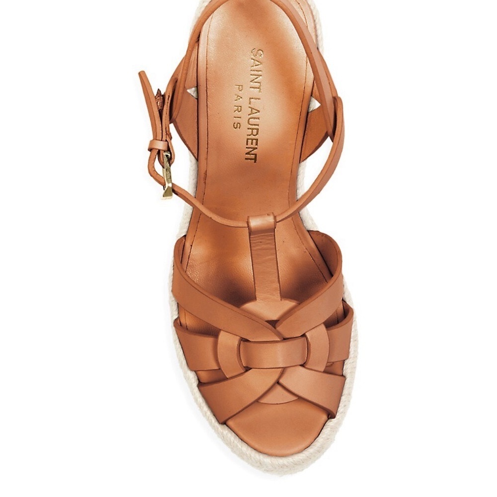 SAINT LAURENT-Tribute-espadrille-wedge sandal-brown-size 9.5   Only worn ONCE